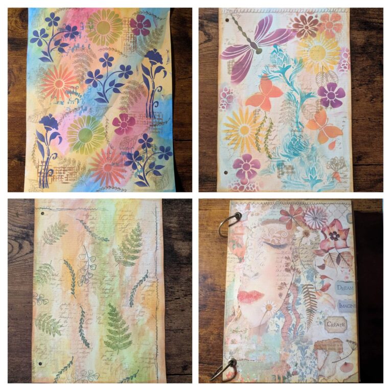 Art Journal Page with Mixed Media and Stenciles